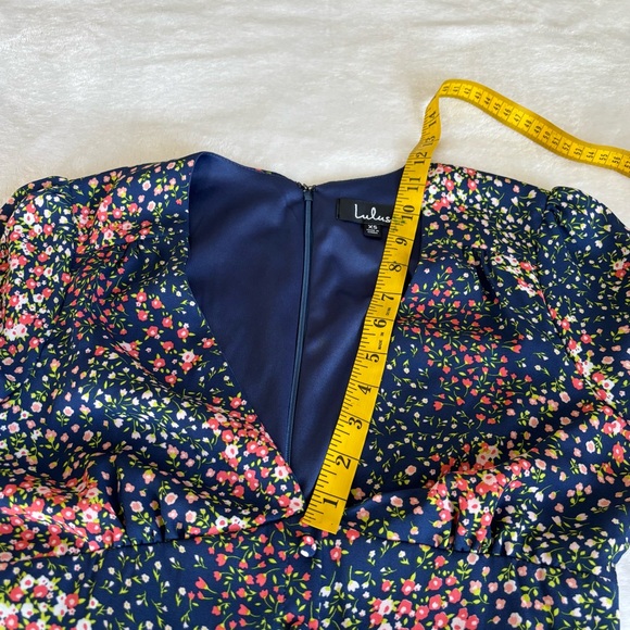 Lulus Austyn Navy Blue Floral Print Tie Sleeve Midi Dress • Size XS - Picture 11 of 14